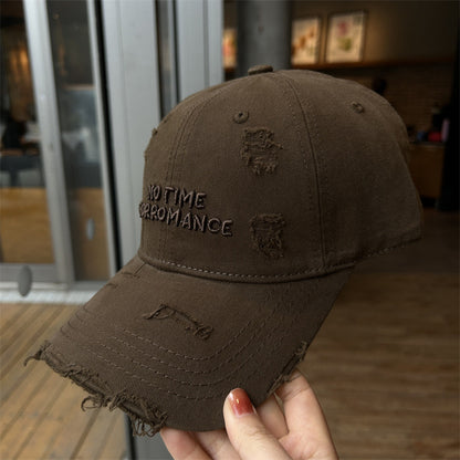 Women's Distressed Embroidered Baseball Cap - Adjustable Lightweight Sun Hat with Wide Brim for Outdoor Travel, Casual Outings & Daily Use, Machine Washable, Outdoor Headwear, Trendy Baseball Cap, Rustic Appeal, Summer Access