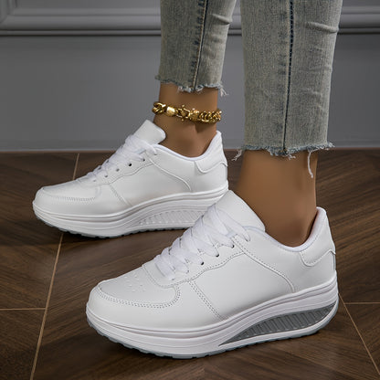Women's Fashion Sneakers - Low-Top Lace-Up Casual Shoes with Synthetic Cover Upper, Breathable Fabric Lining & MD Cushioned Sole for All-Day Comfort - All-Season Versatile Wear, Everyday Comfort Footwear, Sleek Shoe Design, S