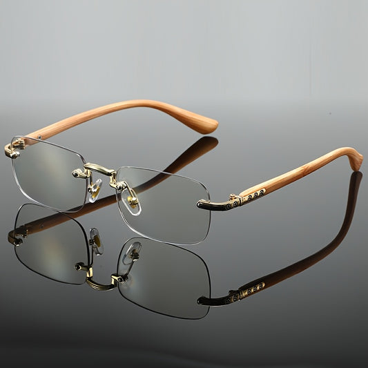1pc Fashionable Retro Frameless Rectangular Glasses, Metal Frames with Hinges, Lenses will change color and not make everything too dark, so you can wear them for evening walks in the city, holiday photos, beautiful birthday