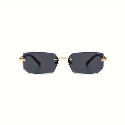 1 pair of Men's and Women's square frameless mirror glasses, classic retro metal frame decorative glasses with polycarbonate lenses, an ideal choice for fashionable dressing