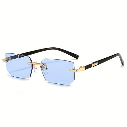 1pc Men's Fashion Rimless Fashion Glasses, Trendy Rimless Classic Small Square Summer Traveling Fashion Glasses, Ideal choice for Gifts