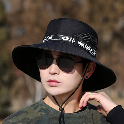 Men'S Black "TORNADO F-35.56cm Bucket Hat with Adjustable Strap - Stylish Outdoor Sun Protection, Ideal for Fishing, Hiking, and Summer Activities, Outdoor Sun Protection|Adjustable Headgear|Polyester Hat