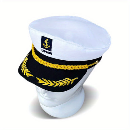 Navy Hat Sailor Hat Outdoor Travel Sun Hat Leisure Flat Top Hat Captain Hat Cruise Party Navy Ceremonial Hat For Men And Women, Ideal Choice For Gifts