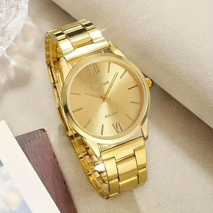 1pc Luxury Men's Quartz Wrist Watch, Alloy Case and Band, Fashionable Gift for Successful Gentlemen, Suitable for Women