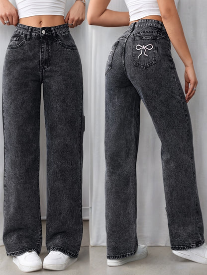 Loose Straight Leg Jeans, Casual Versatile Denim Pants For Women, Women's Clothing & Denim