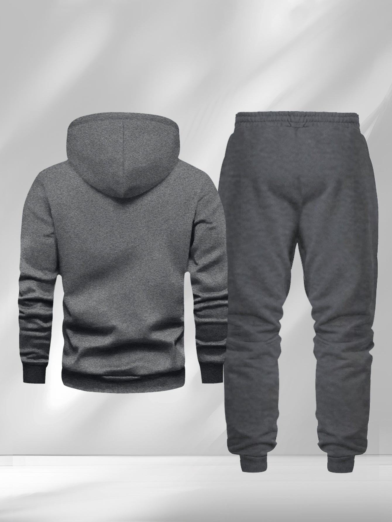 New Autumn and Winter Men's Fleece-Lined Hooded Sweatshirt Set with Print, Long-Sleeve Hoodie and Drawstring Pants for Couples