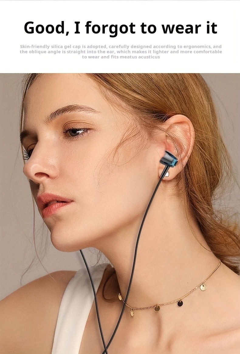 High-quality wired earphones with semi-in-ear design, supporting mobile phones, computers, games, karaoke, wired control with microphone in-ear design, high-definition calls, 3.5mm jack, suitable for sports, running, skipping