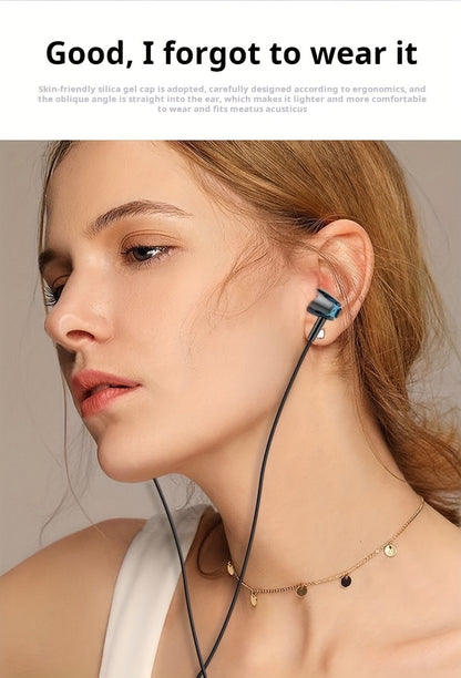 High-quality wired earphones with semi-in-ear design, supporting mobile phones, computers, games, karaoke, wired control with microphone in-ear design, high-definition calls, 3.5mm jack, suitable for sports, running, skipping