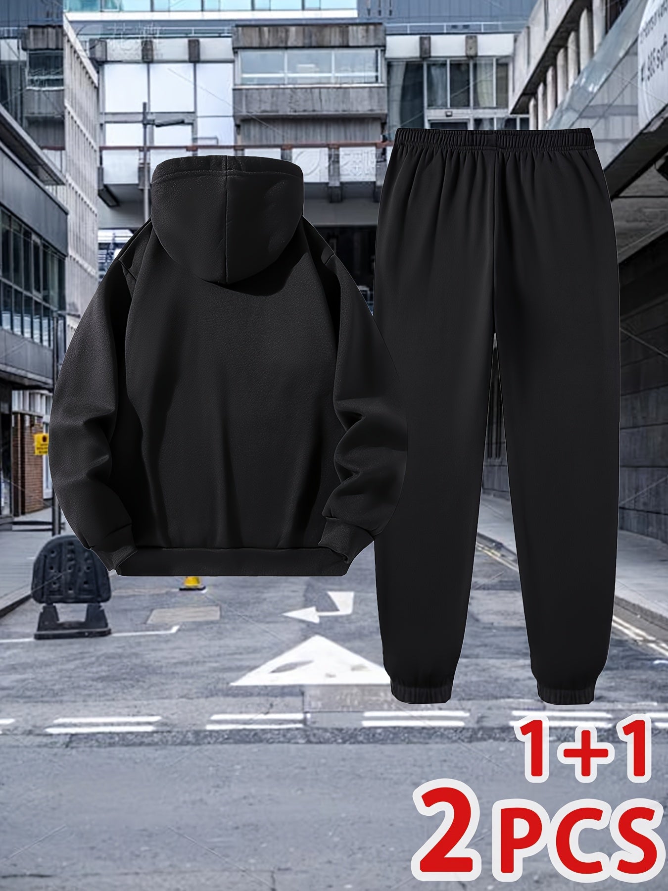 Men'S Autumn And Winter Two-Piece Suit, 1 Hooded Sweatshirt And 1 Pair of Casual Sweatpants, Loose Version, Comfortable to Wear, Very Suitable for Autumn And Winter Sports And Leisure Running Wear