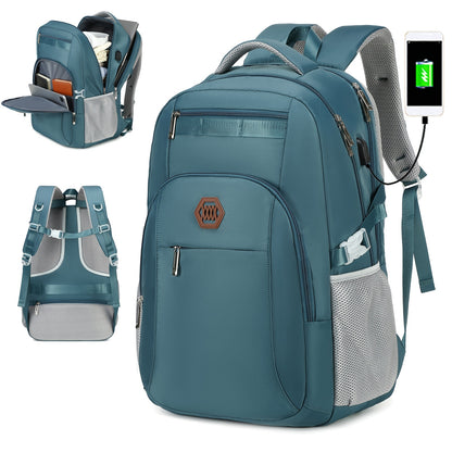 Travel Laptop Backpack, Business Slim Durable Laptop Backpack With USB Charging Port And Trolley Cover, Male And Female College High School Laptop Bag For 15.6 Inch Laptop