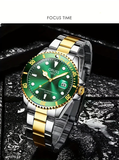 Authentic New Style Temperament Golden Watch Calendar Watch Men's Watch Men's Watch Korean Version Trendy Model