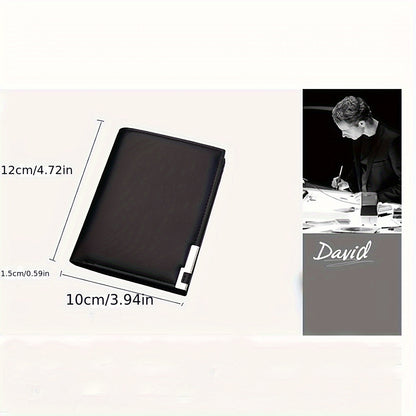 Men's Slim Faux Leather Wallet with Iron Edge - Trendy Korean Style, Black & Brown, Compact Design with Card Slots, Photo Holder & Large Banknote Compartment, Perfect for Everyday Use, Cardholder | Modern Look | Metallic Trim