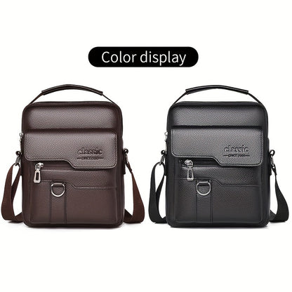 New Men's Crossbody Bag Messenger Bag with Mahogany Pattern Large Capacity Design PU Material Men's Casual Retro Adjustable Shoulder Bag for Going Out Valentine's Day Gift for Husband or Boyfriend