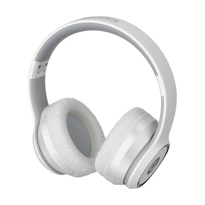 ASUS over-ear wireless headphones with microphone, foldable, long battery life, includes 3.5mm audio cable for PC connection, wireless compatibility with Android and iOS.
