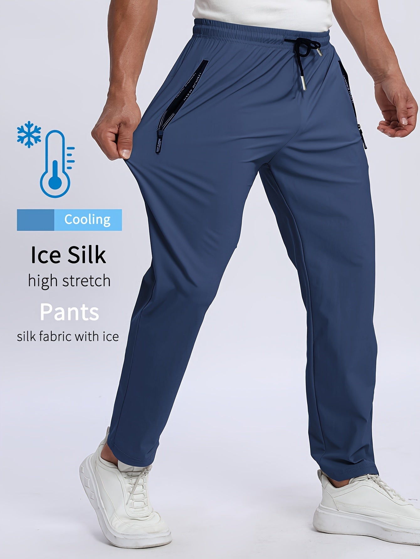 Men's sports trousers that absorb moisture and sweat, keep you dry and breathable, with pockets and drawstrings, zipper details, soft and comfortable soft-touch Men's jogging pants, lightweight and durable sports trousers, cl