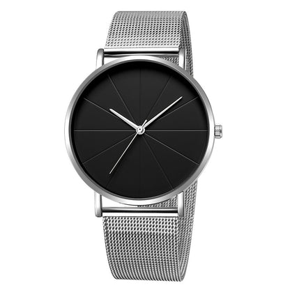 Elegant Minimalist Large Dial Watch with Rose Golden Case and Mesh Strap - Japanese Quartz Movement, Analog Display, Zinc Alloy, Screw-Back Closure for Men and Women