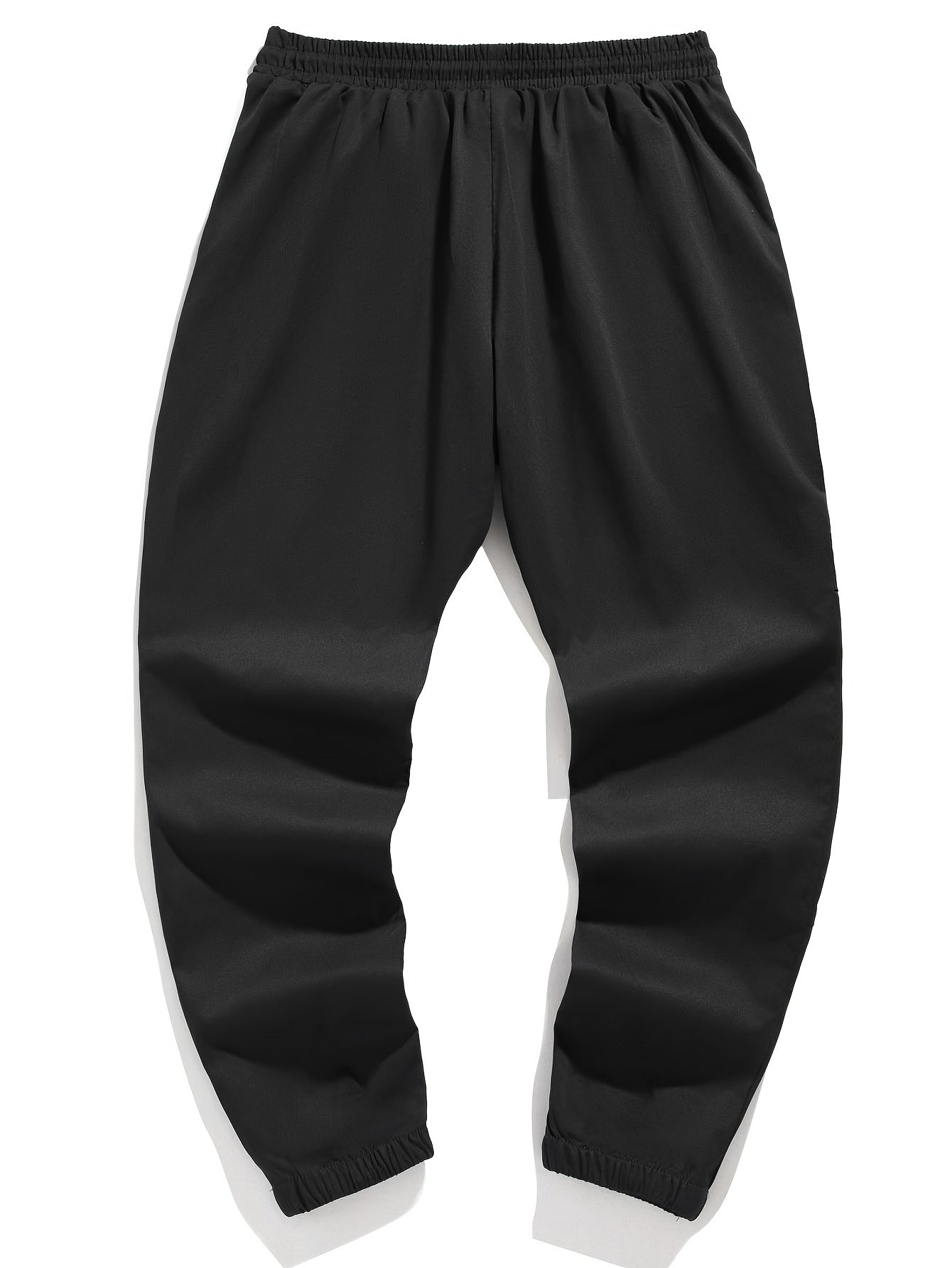 Men'S Casual Drawstring Joggers, 100% Polyester Non-Stretch Woven Fabric, All-Season Regular Fit Trousers with Alphabet Print Detail, Fashionable Workwear Style