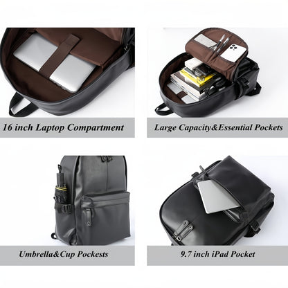 PU Men's Casual Backpack, Outdoor Travel Backpack Student School Bag