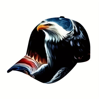 1pc Patriotic Eagle & American Flag Baseball Cap - Adjustable, Lightweight Polyester, Bold Street Style Design with Eagle Head & Striped Flag, Perfect for Sports, Casual Wear, or Holiday Gifts, Baseball Cap