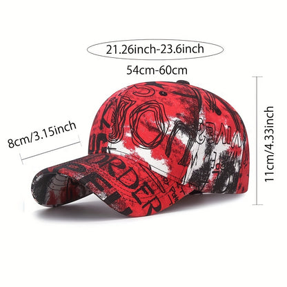 1pc Graffiti Flower Cloth Baseball Cap, Street Trendy Painted Sun Hat