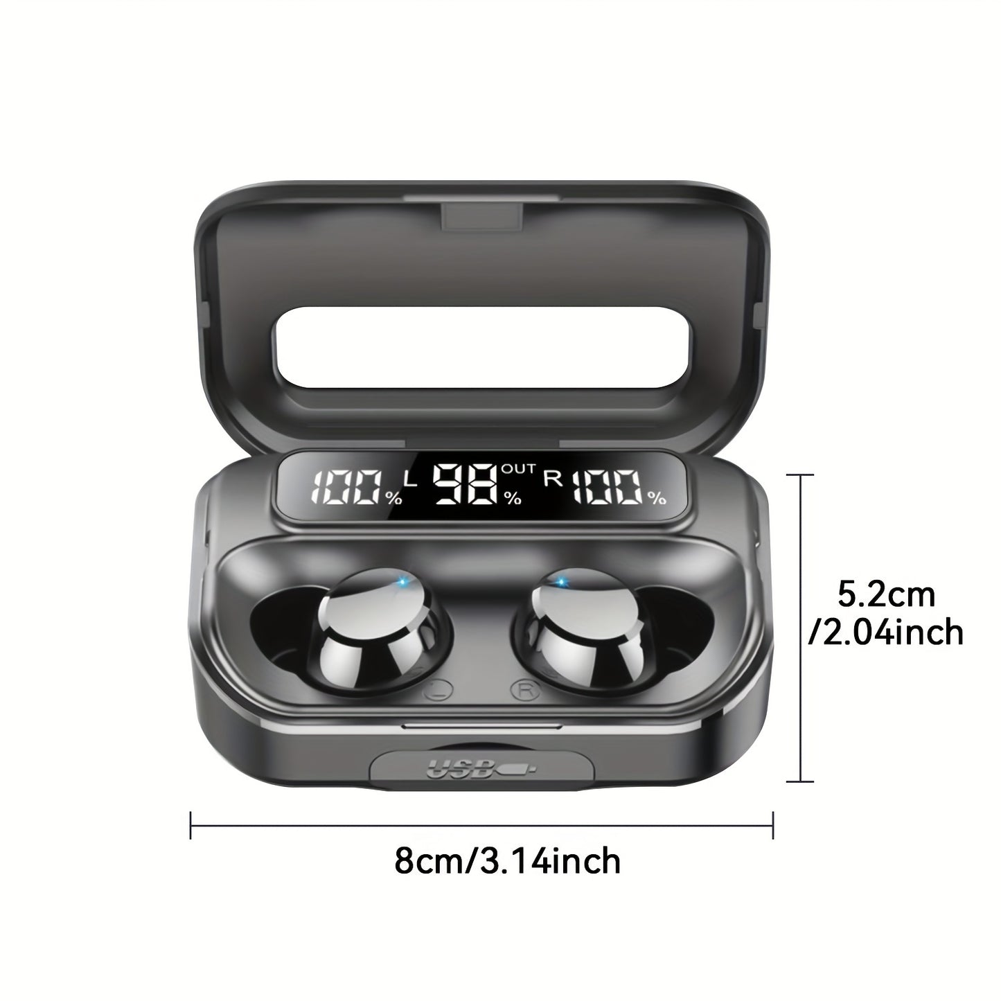 Wireless Earphones 5.3 True Wireless Earbuds with 120H Playback, LED Power Display, Wireless Charging Case, Microphone for TV, Smartphone, Laptop, Sports