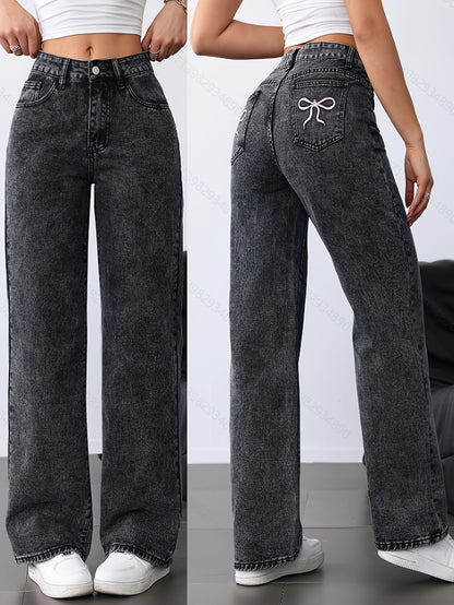 Loose Straight Leg Jeans, Casual Versatile Denim Pants For Women, Women's Clothing & Denim