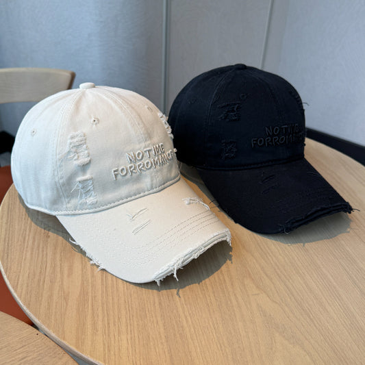 New Distressed Washed Baseball Cap for Women with Three-dimensional Letter Embroidery, Designed to Make You Look Smaller, Featuring a Trendy Street Style for Both Men And Women.