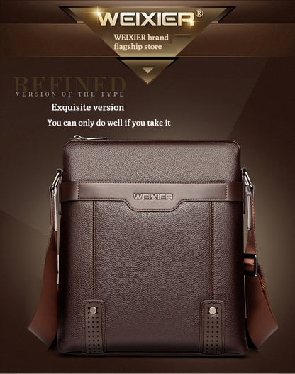 WEIXIER Men's Fashion Crossbody Bag - Adjustable Strap, Faux Leather, Deep Brown | Casual Street Style Shoulder Bag for Outings