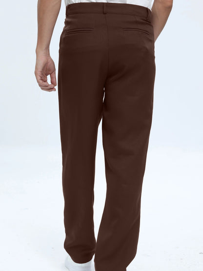 Men's Classic Dress Pants - Solid Color, Polyester & Spandex Blend, Machine Washable, No Stretch Fabric with Faux Pockets - Perfect for Business Casual