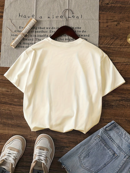 Graphic Print T-shirt, Short Sleeve Crew Neck Casual Top For Summer & Spring, Women'S Clothing