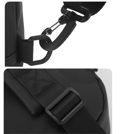 JUMAHE Men's USB Charging Crossbody Bag with Dual Power Ports, Hexagonal Geometric Design Street Style Shoulder Bag - Premium Durable Fabric, Adjustable Strap & Zipper Closure for Daily Commute (Black/Grey), Bags for Travel,
