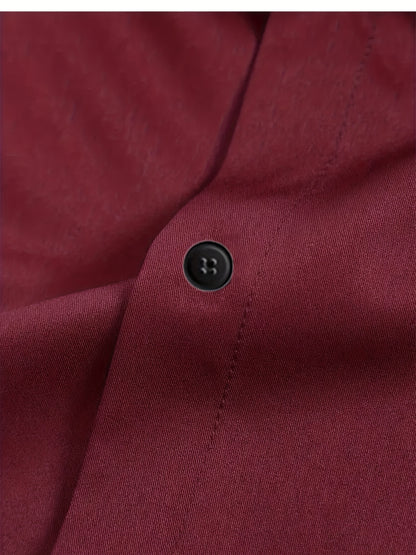 Men's Classic Solid Color Long Sleeve Dress Shirt - Regular Fit Point Collar, Non-Stretch Fabric for Office, Business & Casual Wear, All-Season Versatile Wardrobe Staple, Everyday Comfort, Sleek Appearance, Easycare Material
