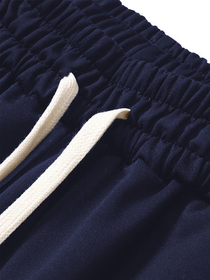 Men's Long Sleeve Hooded Sweatshirt + Threaded Sweatpants Set Spring and Autumn Solid Color Pullover Regular Long Sleeve T-shirt and Pants Belt Drawstring Casual Sports Trousers Two-piece Set