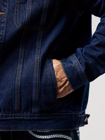 Men's Stylish Denim Jacket - Casual Long Sleeve with Flap Pockets, Machine Washable