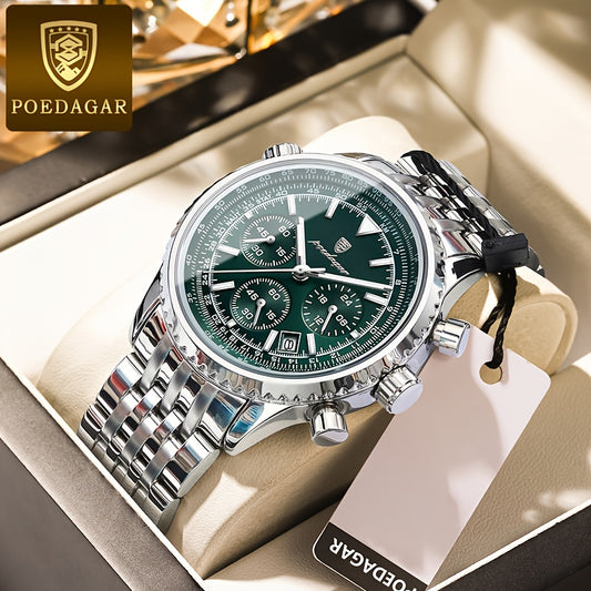 The New 2024 Waterproof Luminous Calendar Stainless Steel Chronograph Quartz Watch from Baida Is a High-End, Powerful, And Trendy Quartz Wristwatch for Men.