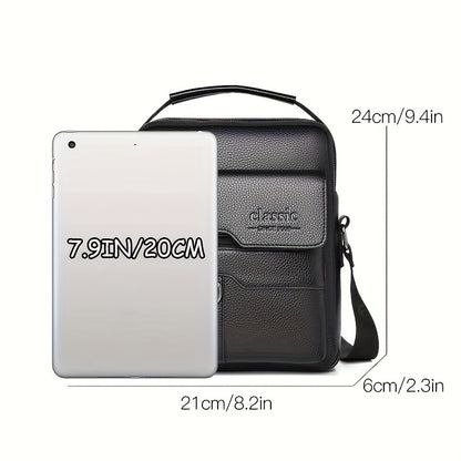 New Men's Crossbody Bag Messenger Bag with Mahogany Pattern Large Capacity Design PU Material Men's Casual Retro Adjustable Shoulder Bag for Going Out Valentine's Day Gift for Husband or Boyfriend