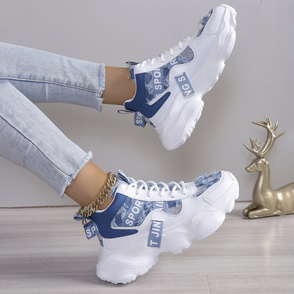 Women'S High-Top Fashion Sneakers with Plaid Pattern, Lightweight EVA Sole, Lace-Up Closure, Fabric Insole, and Tassel Embellishment - All-Season Sports Shoes with Random Printing Design, Ladies Sneakers
