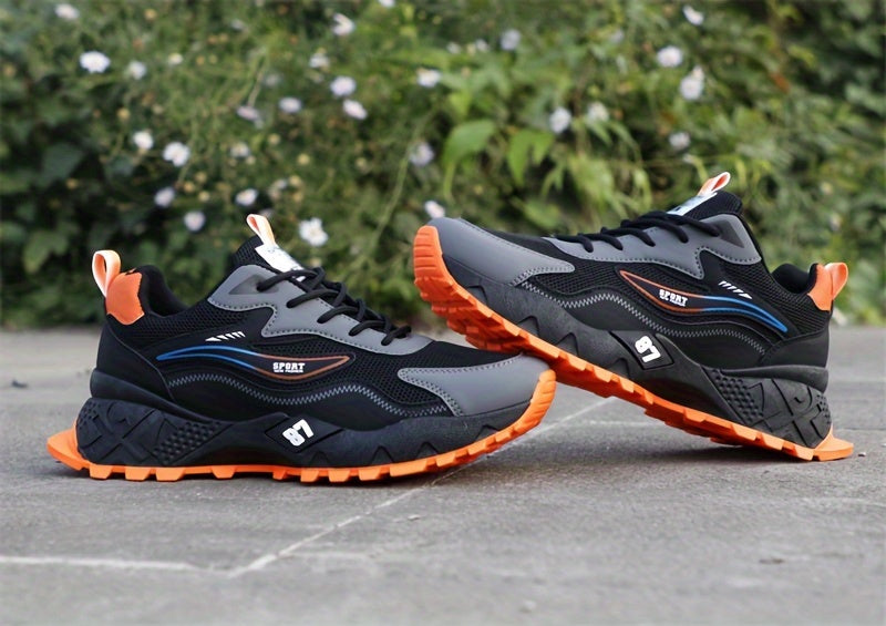 Men's Stylish & Durable Sneakers - Comfortable, Non-Slip Lace-Up Sneakers for Outdoor Activities, Breathable Fabric, All-Season Wear