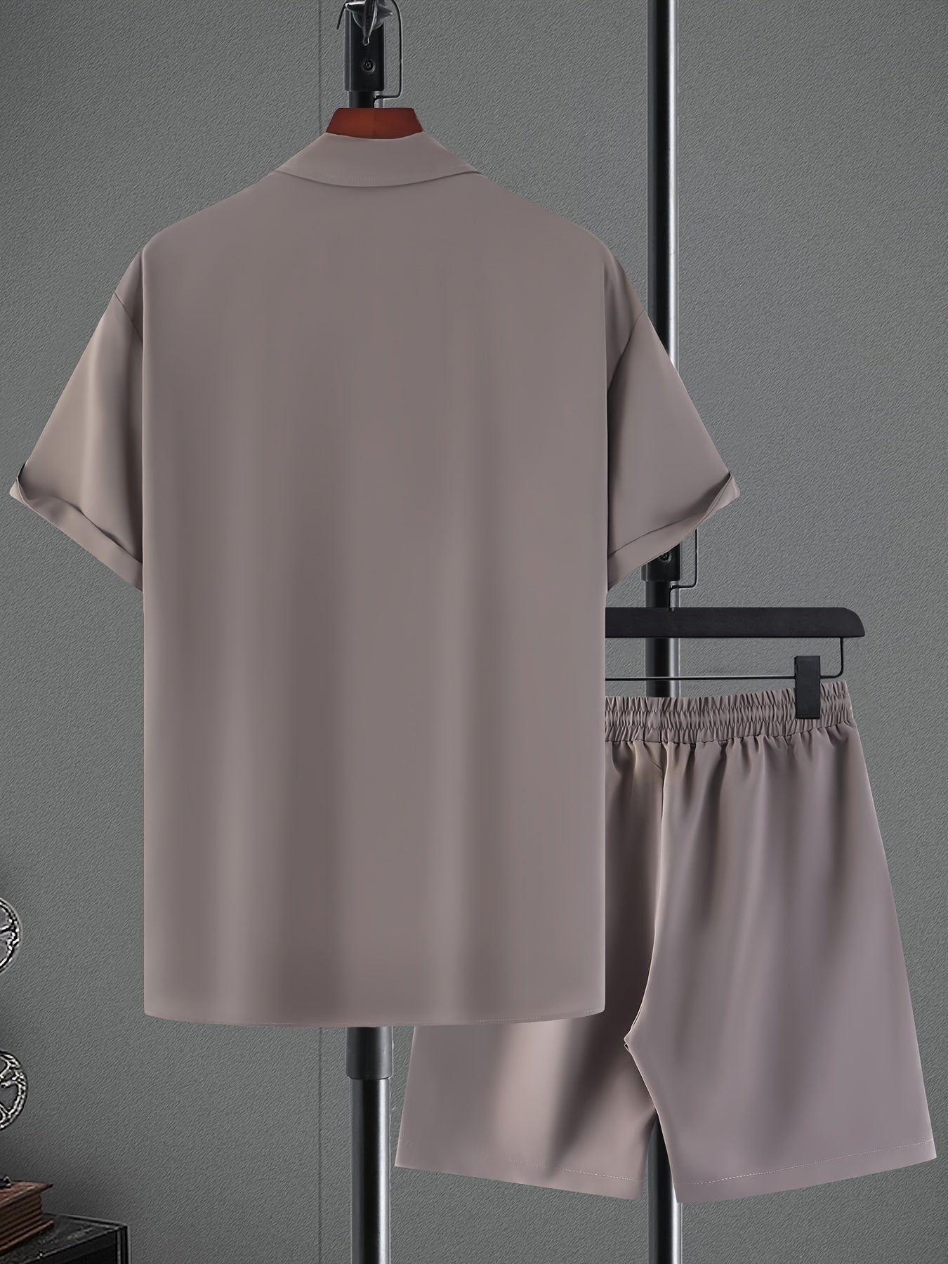 Men's Casual Short Sleeve Collar Shorts Printed Fashion Suit