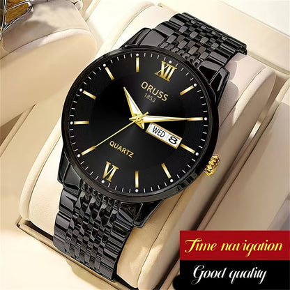 Men's watch calendar high-grade handsome fashion new trend steel watch jazz gentleman all Men's watch