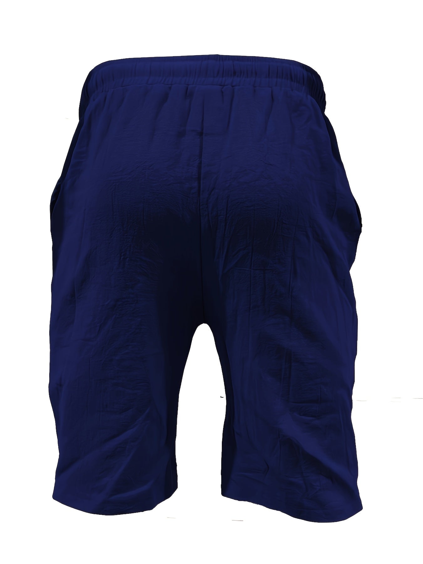 Men's Summer Cotton Drawstring Elastic Waist Straight-Leg Solid Color Breathable Casual Beach Shorts - 3pcs