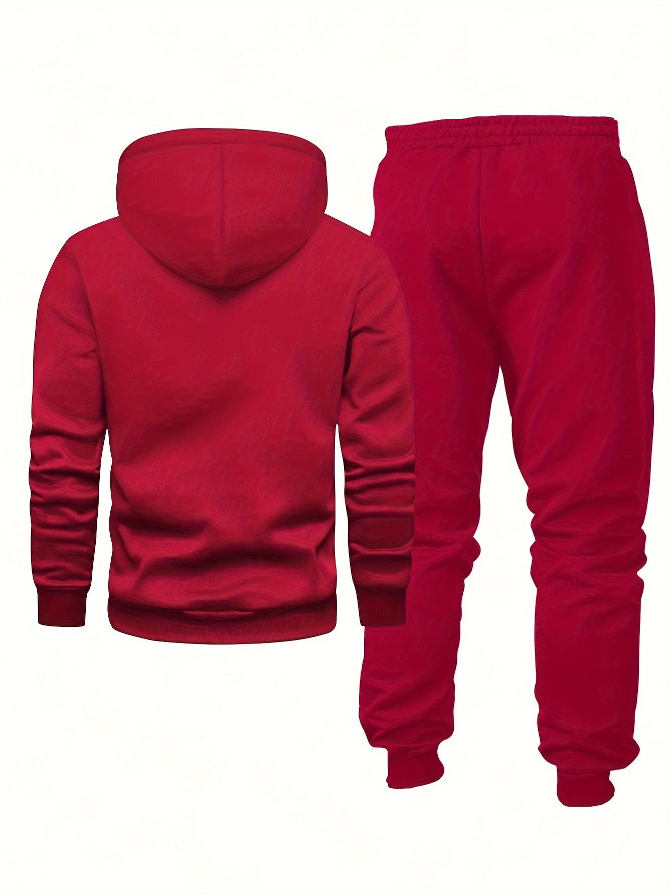 Men's Long Sleeve Hooded Sweatshirt + Threaded Sweatpants Set Spring and Autumn Solid Color Pullover Regular Long Sleeve T-shirt and Pants Belt Drawstring Casual Sports Trousers Two-piece Set