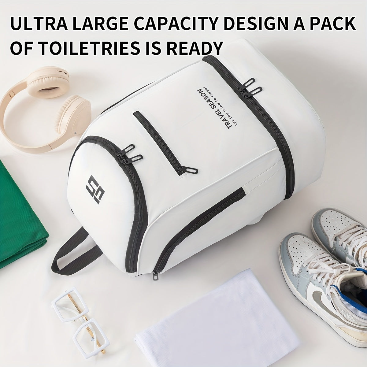 TRAVEL SEASON Large Capacity Sports Backpack - Durable Polyester, Wet/Dry Separation, Multi-Compartment Gym Tote Bag for Men and Women, Travel Backpack