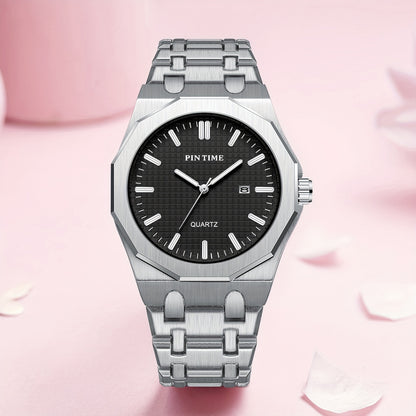 A Quartz-made Ladies' Watch With A 12-sided Case Featuring A Calendar, Suitable For All Occasions, Looks Good On Any Woman Wearing It.