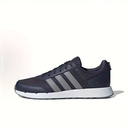 Adidas neo Run 50S Low-Top Casual Sneakers - Breathable Fabric Upper, Cushioned Comfort, All-Season Wear, Navy Blue & White Striped Design, Unisex for Men & Women, Comfortable Walking Shoes, Stylish Striped Sneakers, Fabric I