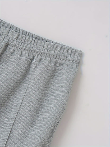 Baseball Collar Jacket and Pants Set in Waffle Fabric