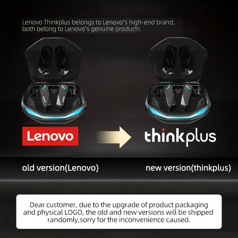 Lenovo ThinkPlus GM2 Pro անլար ականջակալներ՝ աղմուկի ինտելեկտուալ մարմամբ, բարձր որակի ձայն, լիցքավորվող USB-C լիցքավորման պատյան, նրբագեղ սև դիզայն, հարմարավետություն ամենօրյա օգտագործման համար։