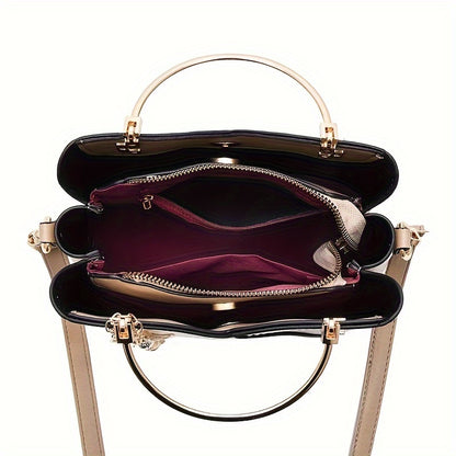 Elegant Light Blue & Pink Handbag with Golden-Tone Hardware, Heart Pendant Charm, And Detachable Shoulder Strap - Perfect Gift for Mom Or Family, Stylish Women'S Clutch Bag, Cute Purse