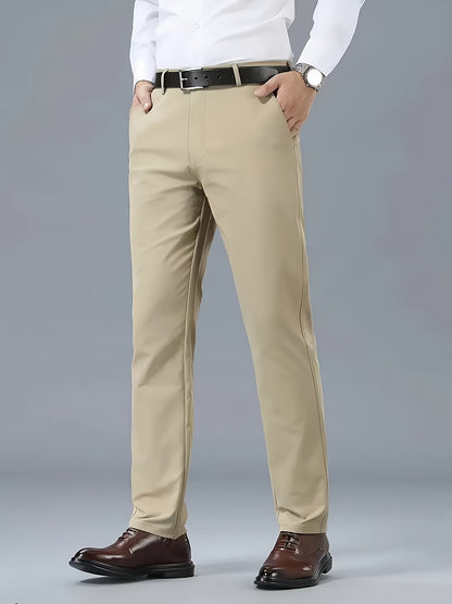 Men'S Classic Black Dress Pants - Stretchy Polyester, All-Season Comfort Fit, Regular Length, Solid Color, Allseason Pants | Stylish Dress Pants | Comfortable Fit Pants