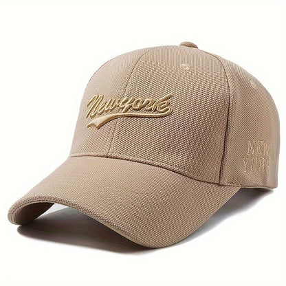 1pc New York Embroidered Baseball Cap - Oversized, Deep-Brimmed, Lightweight Fabric, Adjustable Buckle Closure, Casual Wear, Hand Wash Only, Casual Headwear | Embroidered Logo Cap | Lightweight Cap